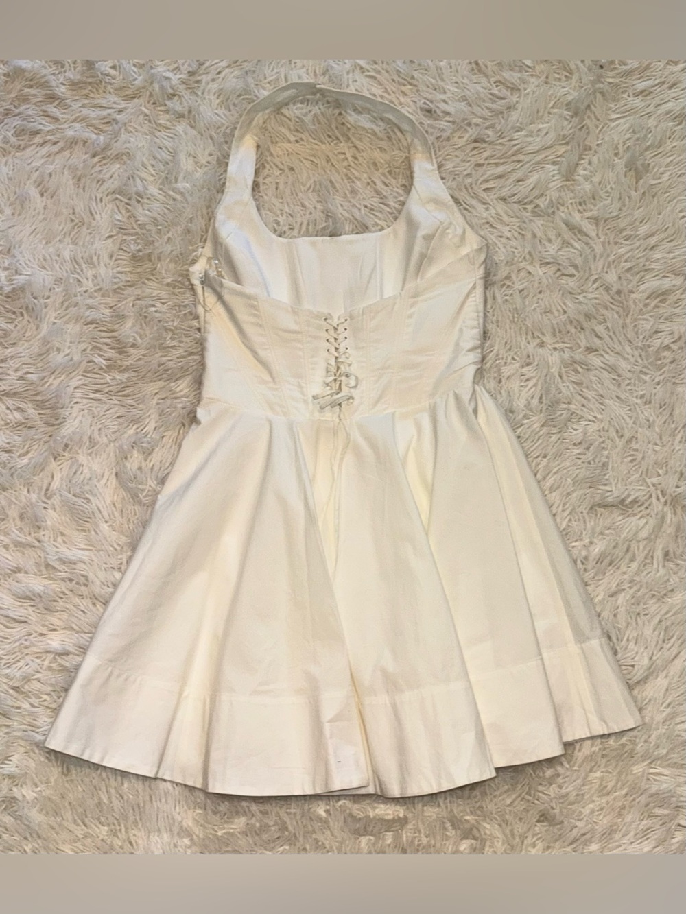 NEW HOUSE OF CB Sasha Halter white cotton Minidress Sz L - Picture 5 of 8
